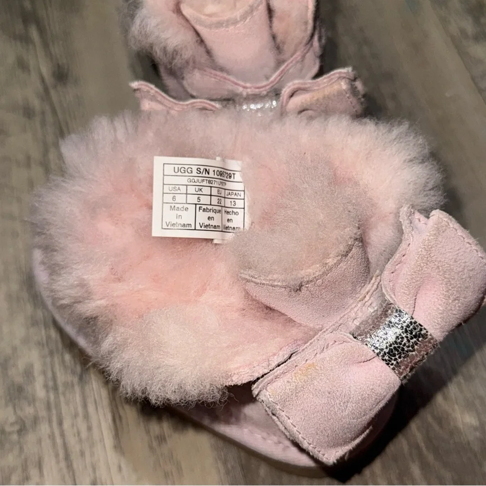 UGG Pink Boots with Silver Bow